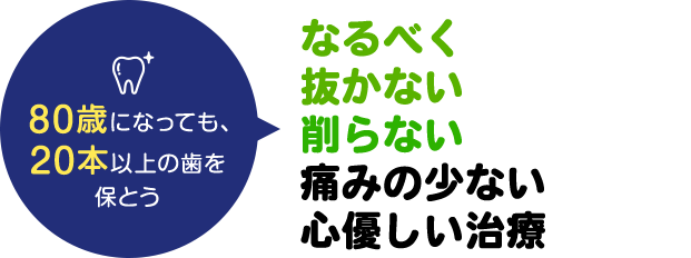 80歳になっても、20本以上の歯を保とう。当院では8020運動を推進しております。